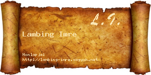 Lambing Imre névjegykártya